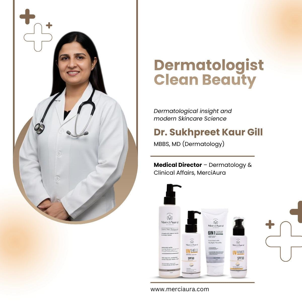 Merciaura Desire Glow Shield Combo – Complete Sun & Care Pack  Desire Hair + Body Wash (300 ml) | UV Shield Body Lotion SPF 50 PA++++ (120 ml) | UV Armor Sunscreen SPF 50 PA++++ (100 ml)