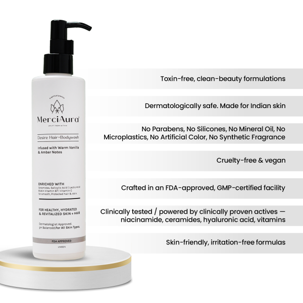 Buy 2 Desire Hair + Body Wash – Warm Vanilla & Amber and Get 1 MerciAura UV Armor Sunscreen SPF 50 PA++++