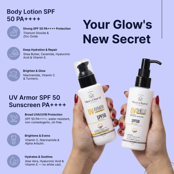 UV Shield Body Lotion SPF 50 PA++++ & UV Armor Sunscreen SPF 50 PA++++